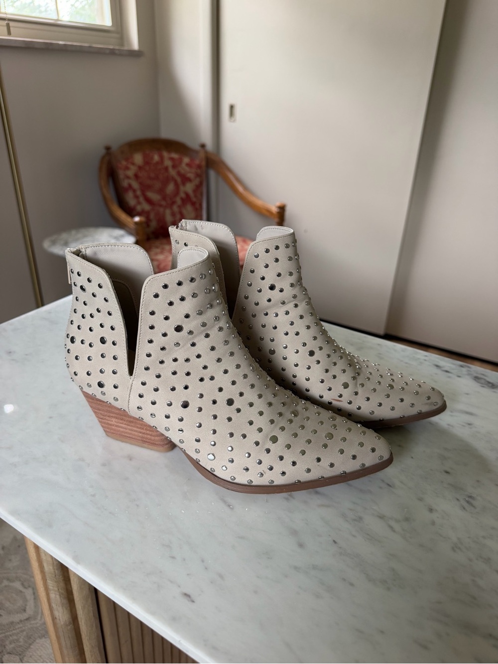 Altar'd State Beige Studded Ankle Boots
